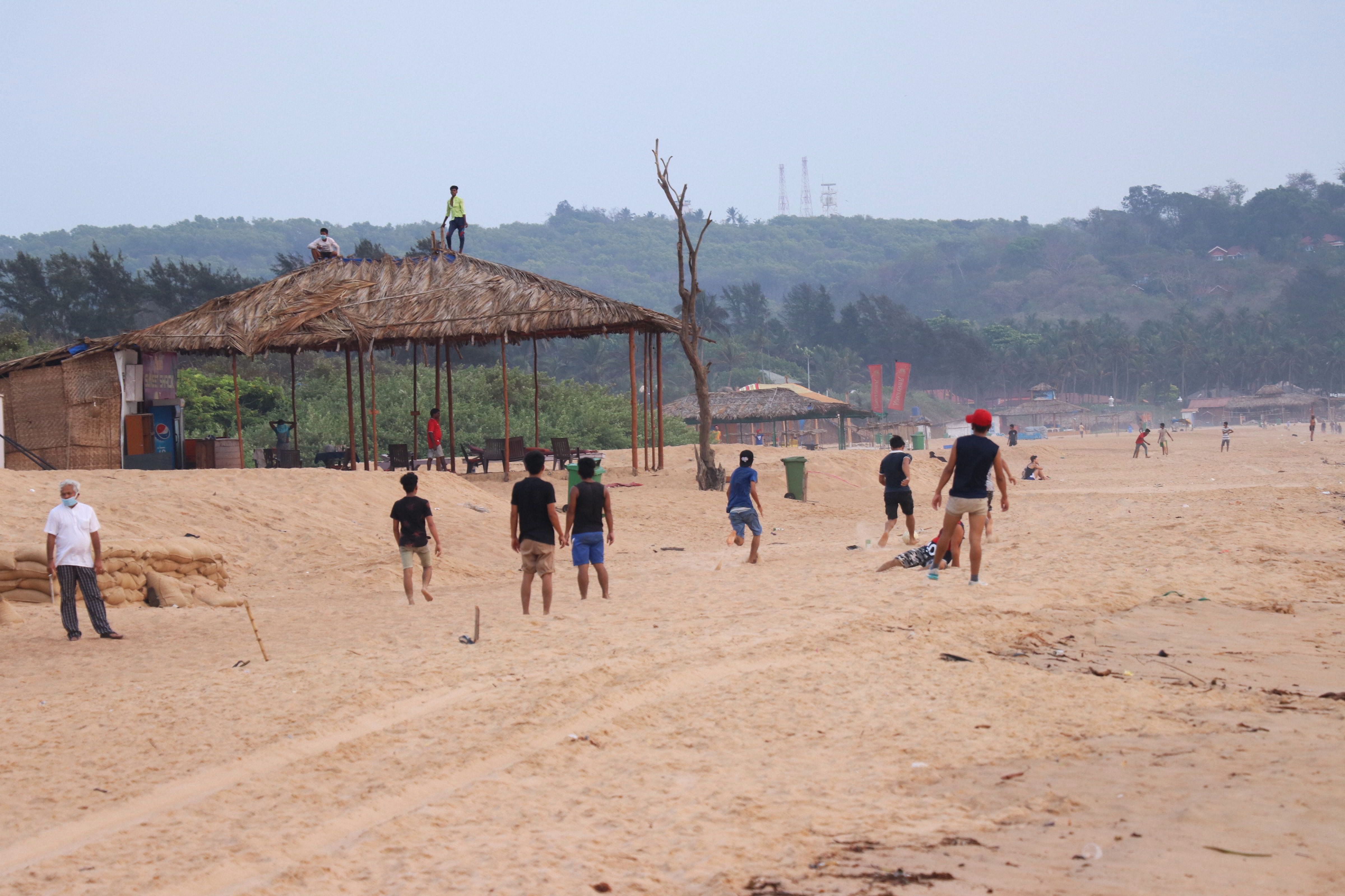 Candolim beach wears a nearly deserted look during a nationwide lockdown in the wake of coronavirus outbreak, in North Goa. (Credit: PTI)