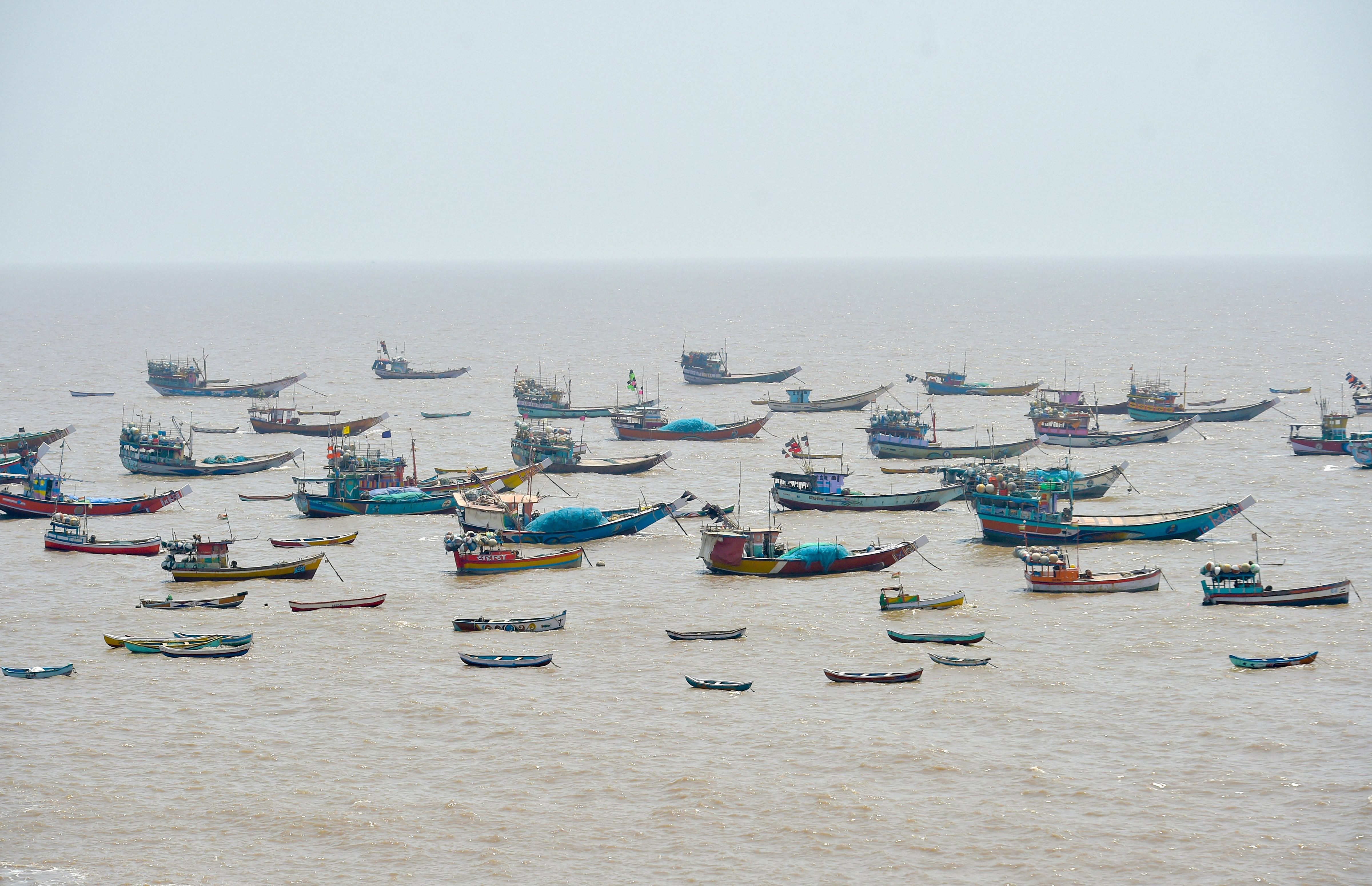 Fishing boats are seen anchored at a coast following a nationwide lockdown in the wake of coronavirus. (PTI Photo)