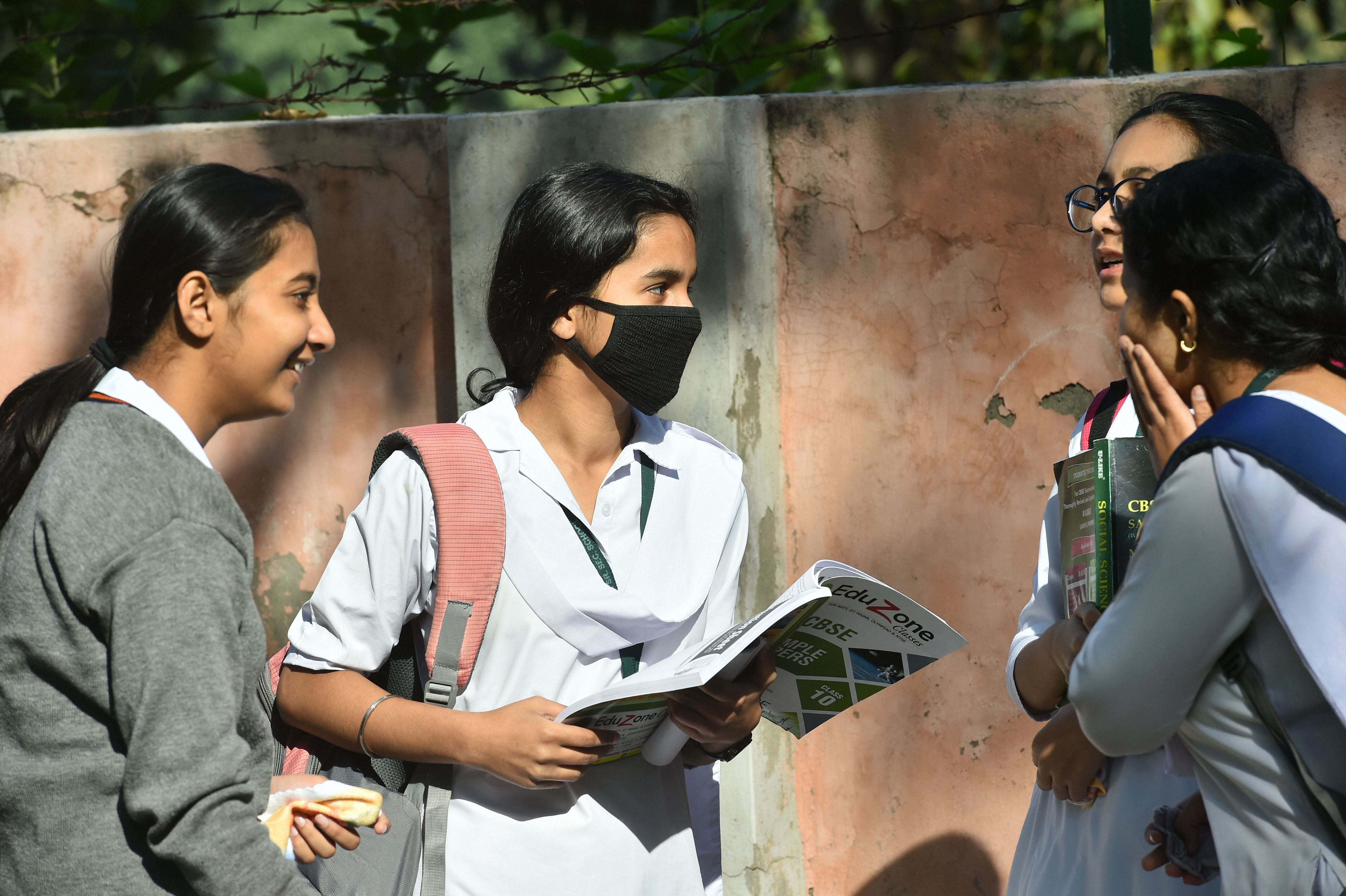 Students wear masks amid coronavirus fears. (PTI Photo)