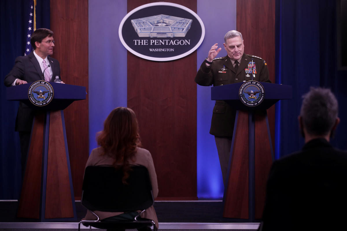  Defense Secretary Mark Esper hold a news conference at the Pentagon (Reuters Photo)