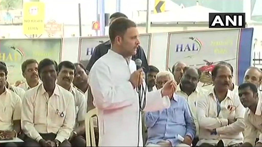 Rahul Gandhi showed the way by addressing a gathering of retired HAL employees. ANI photo.