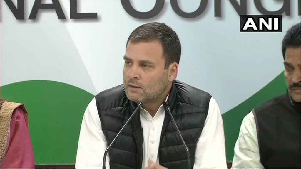 Congress chief Rahul Gandhi on Friday said the Prime Minister's Office (PMO) was directly involved in conducting negotiations with the French side on the Rafale deal and Prime Minister Narendra Modi was "guilty" in the scam. ANI photo