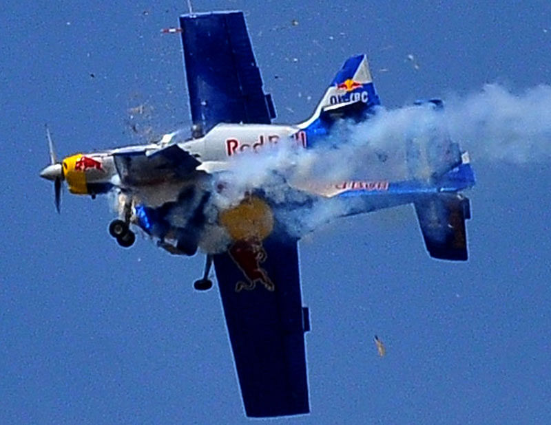 In 2015, two Red Bull race aircraft made contact in the air but the pilots managed to survive.