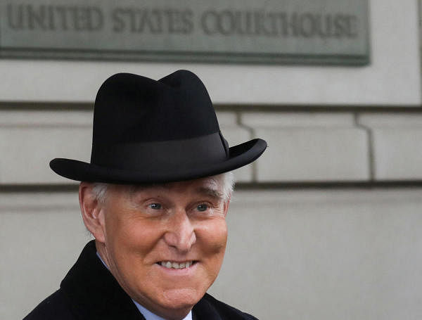 Former Trump campaign adviser Roger Stone departs following sentencing at U.S. District Court in Washington. (Reuters Photo)