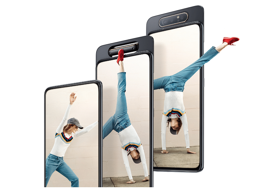 Galaxy A80 is Samsung's first-ever rotating camera phone; picture credit: Samsung