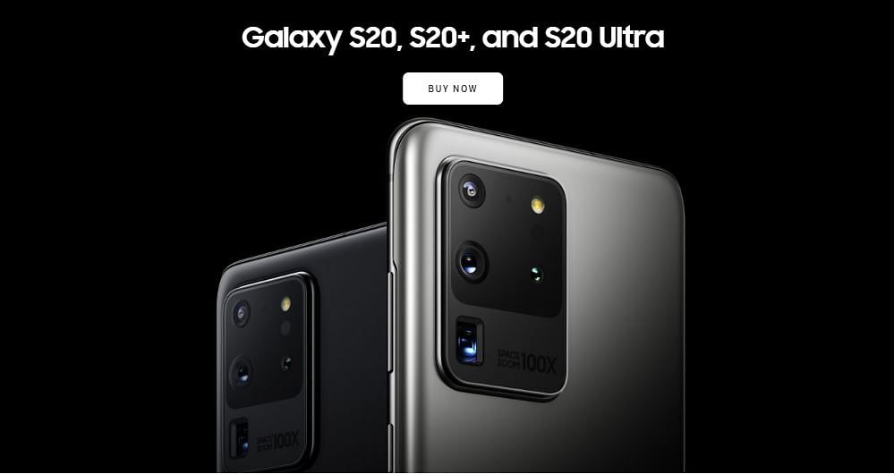 All the Galaxy S20, S20 Plus and the S20 Ultra are available on Samsung.com (website screen-grab)