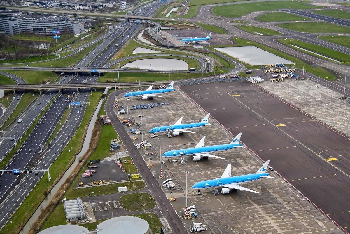 The KLM flight carrying around 120 passengers left Schiphol airport but had to make a U-turn after being told by India to return. AFP