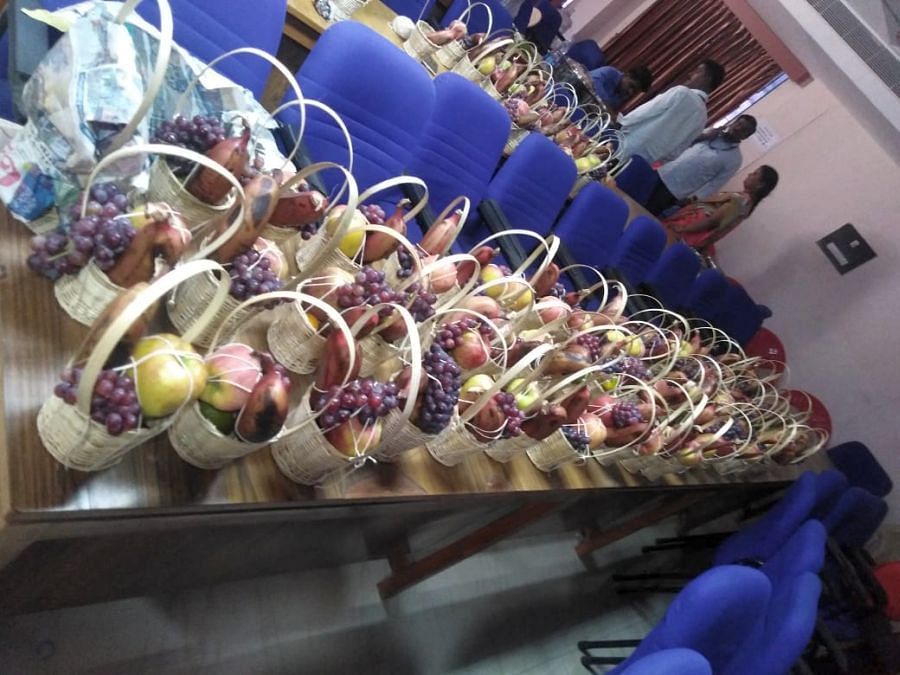 Gift hampers the Theni District officials gave out to all those under home quarantine. Credit: DH Photo