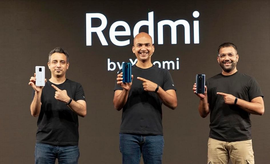 (From left to right) Anuj Sharma, Chief Marketing Officer, Xiaomi India, Manu Kumar Jain, Vice President (Global) & MD (India), and Ankit Vengurlekar Associate Director Of Communications And Public Relations at Xiaomi India at the Redmi Note 9 Pro series launch in India, March 12, 2020.