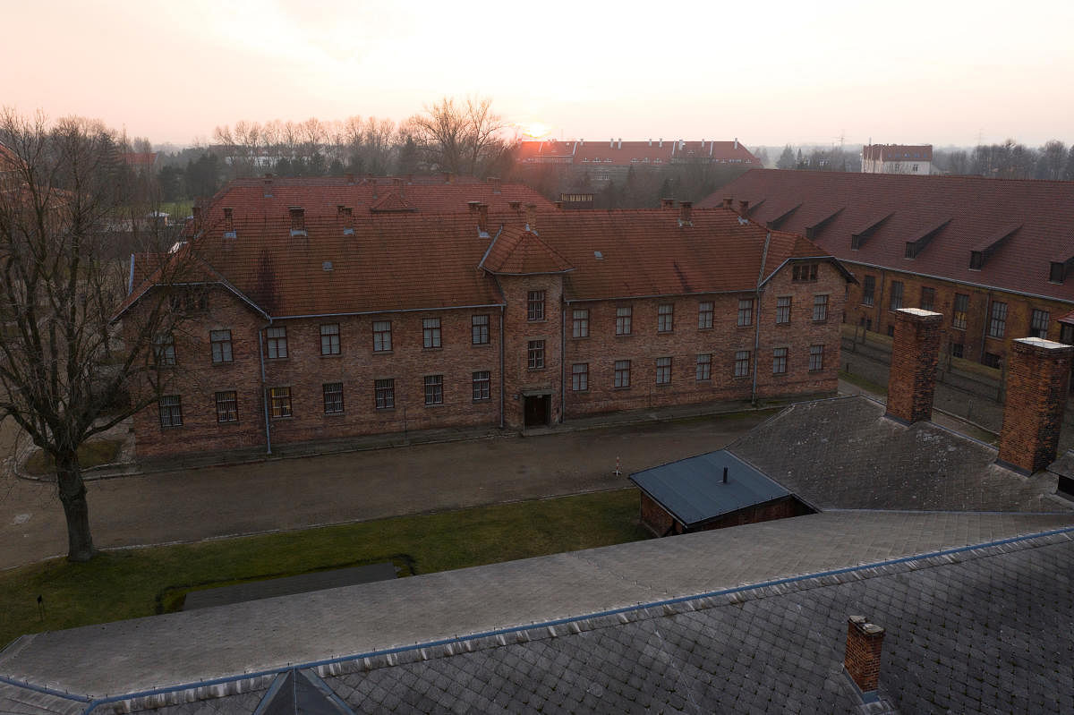 An aerial picture showes barracks and buildings of former Nazi German Auschwitz I concentration camp complex. Reuters