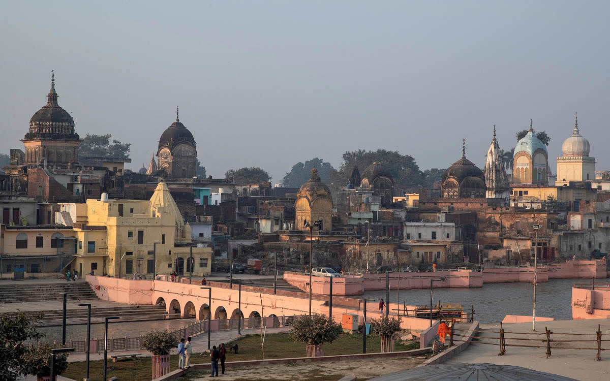 The construction was initiated amid restrictions in the wake of the coronavirus threat in Ayodhya. Credit: Reuters Photo