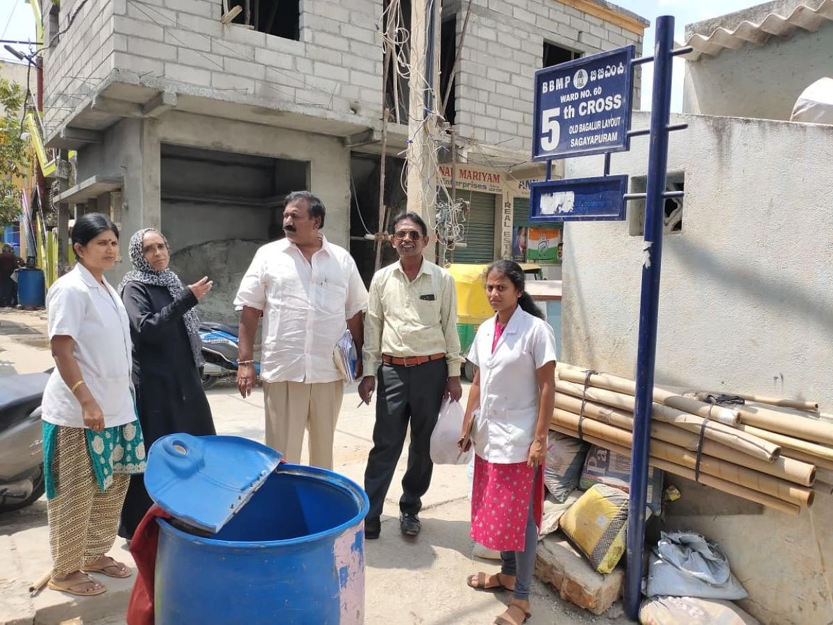 House inspection and water sample collection in Cholera-suspected area —Old Bagalur layout. Four cases of cholera were reported from Baptist Hospital who were all admitted from BBMP areas.