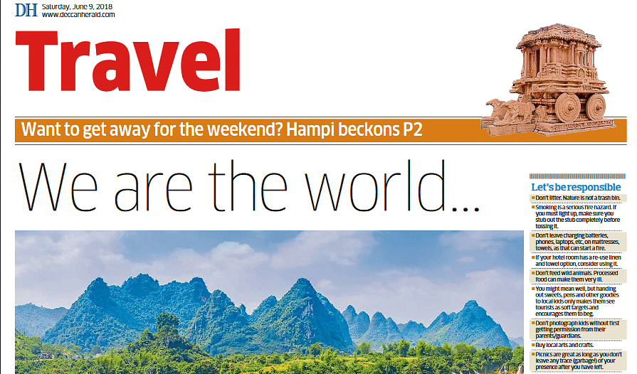 The front page of the new DH Travel Supplement.