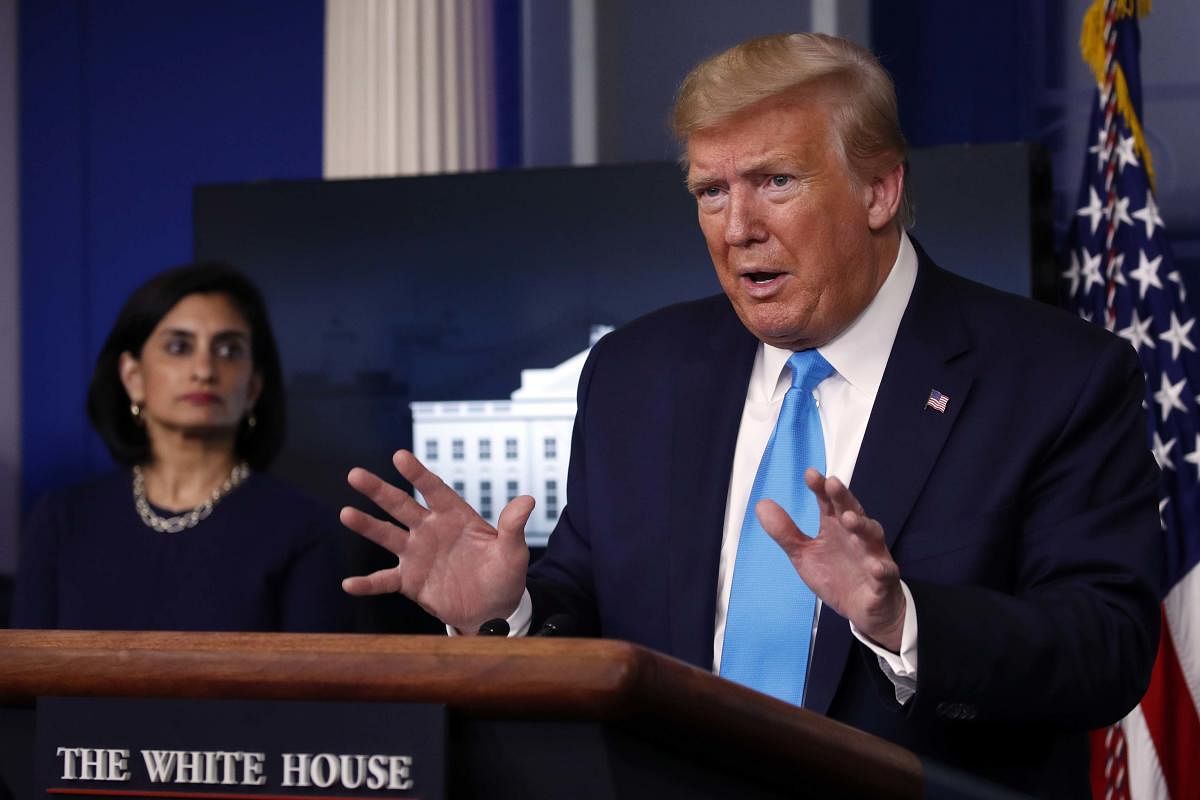 Trump gets increasingly defensive and short-tempered during the daily briefings and refuses to listen to questions about shortcomings in the federal government's efforts in dealing with the pandemic. AP/PTI