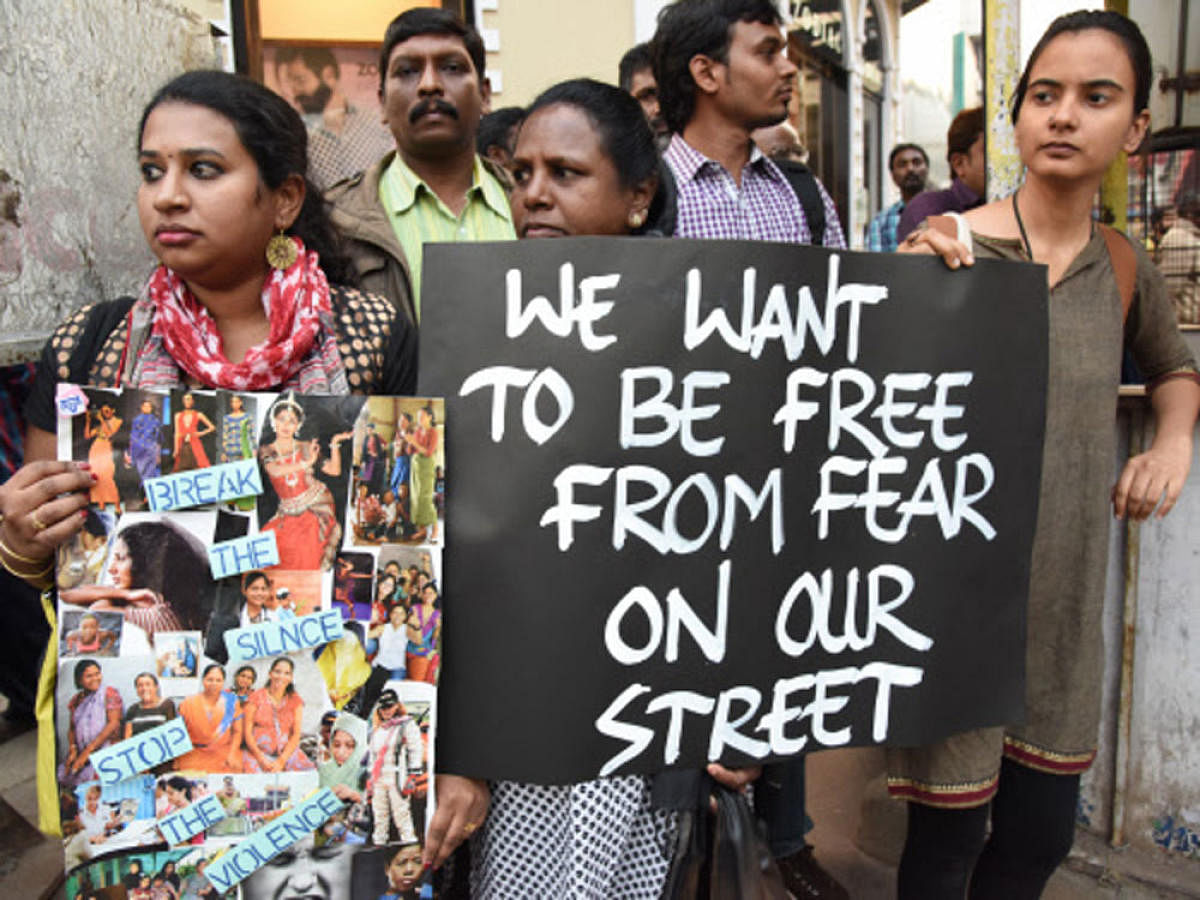 A Protest against rape. (DH file photo)