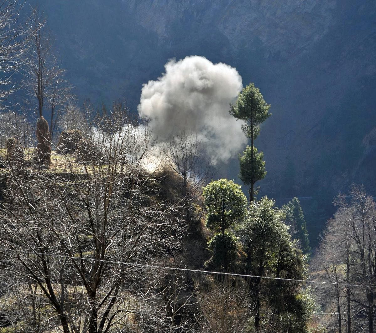 Smoke rises after firing of a mortar shell by Pakistani Army near the Line of Control (LoC) (PTI Image for representation)