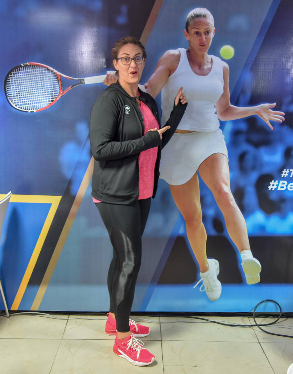 Multiple Grand Slam winner Mary Pierce, who is the International Brand Ambassador for the 11th edition of TCS World 10K run, strikes a pose in Bengaluru on Thursday. DH photo/ S K Dinesh