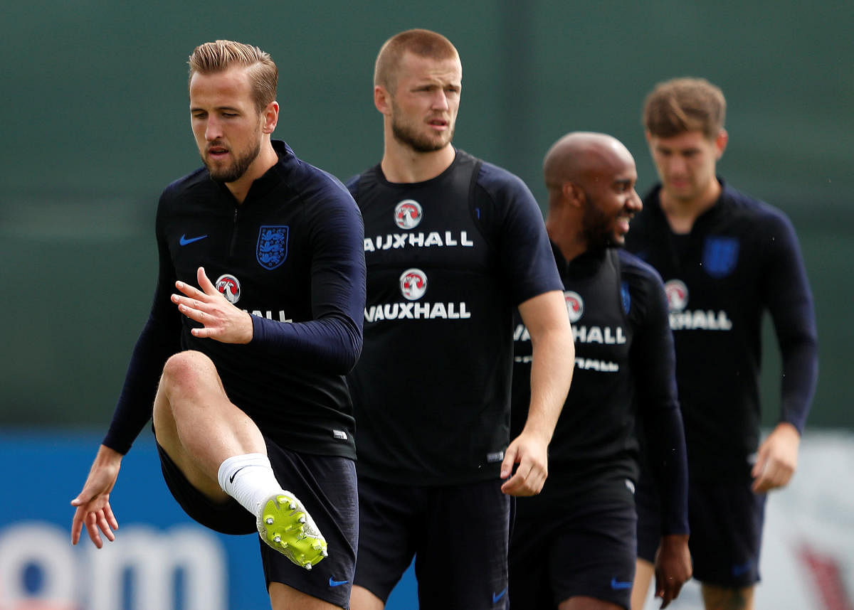 England's Harry Kane and Eric Dier during training. (REUTERS/Lee Smith)