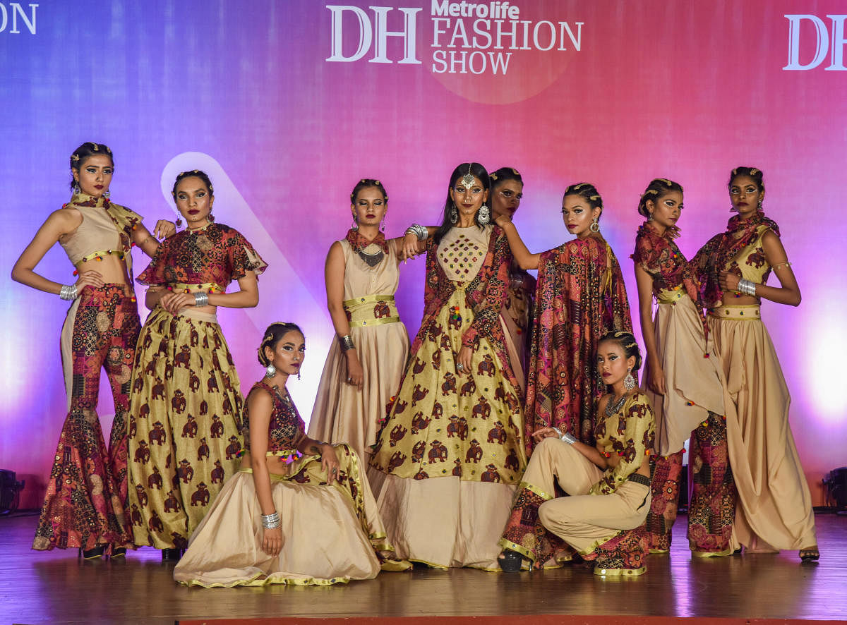 Vogue Institute of Fashion Technology students participated and won first place in Deccan Herald Metrolife inter college Fashion Show competition second round at CMR Law College in Bengaluru on Saturday. Photo by S K Dinesh