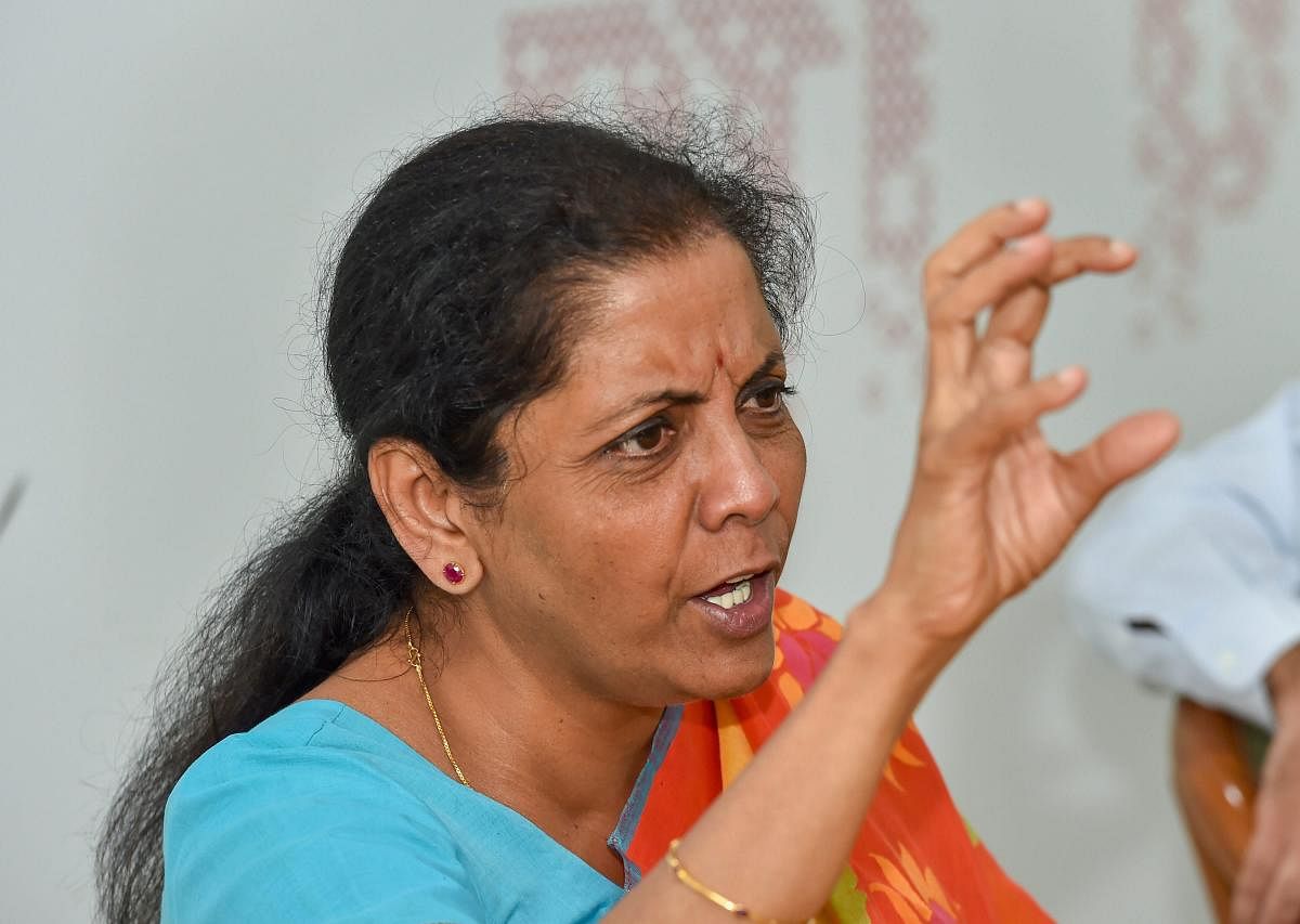 Defence Minister Nirmala Sitharaman during an interaction with journalists.(PTI Photo)