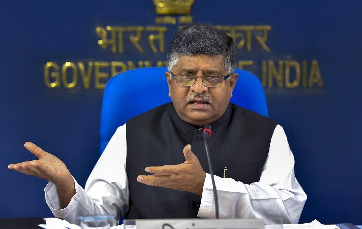 Union Law and Justice Minister Ravi Shankar Prasad briefs the press after the Cabinet meeting, in New Delhi. (PTI photo)