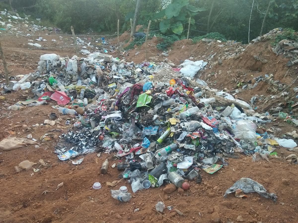 Garbage dumped at Bhagamandala.