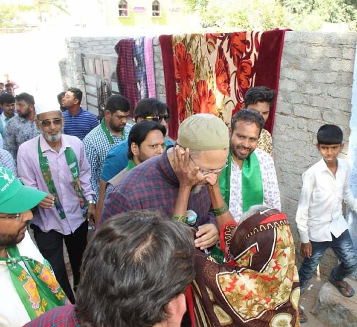 Asaduddin Owaisi during his campaign in Hyderabad Old City. DH PHOTO
