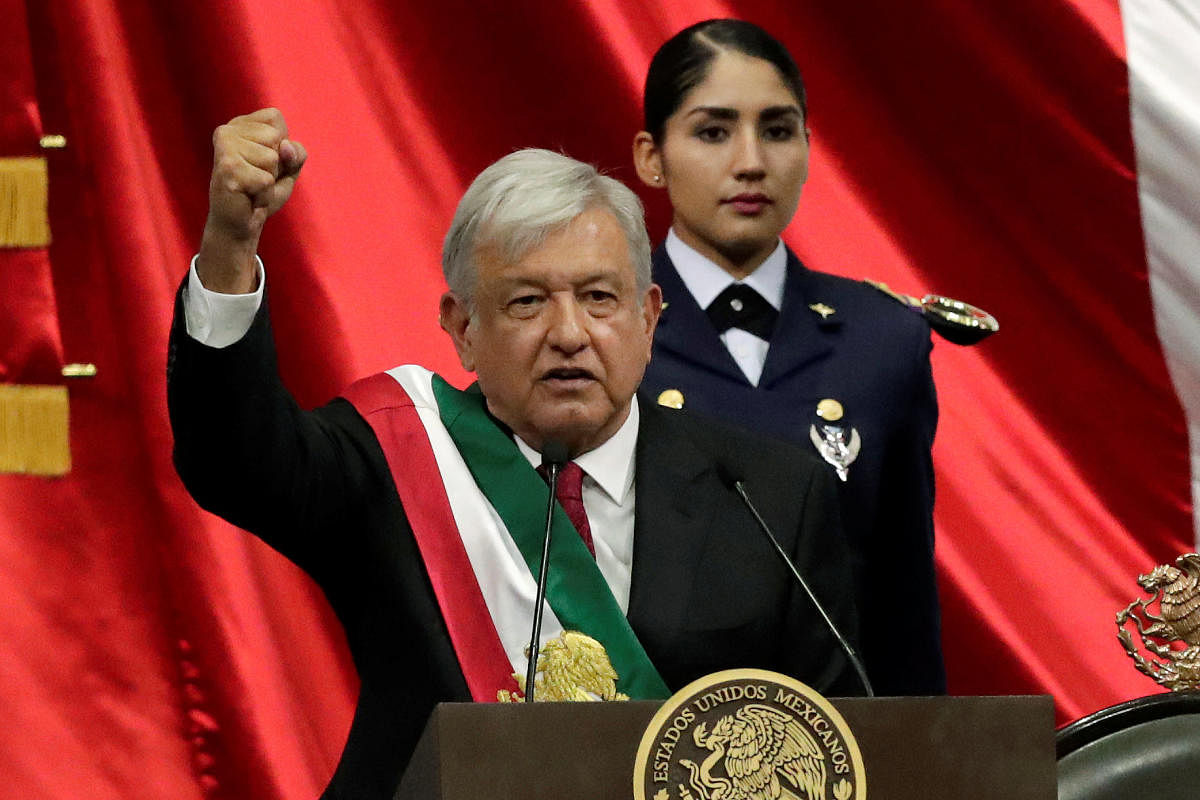 Mexico's new President Andres Manuel Lopez Obrador gestures during his inauguration ceremony at Congress, in Mexico City, Mexico December 1, 2018. (REUTERS Photo)