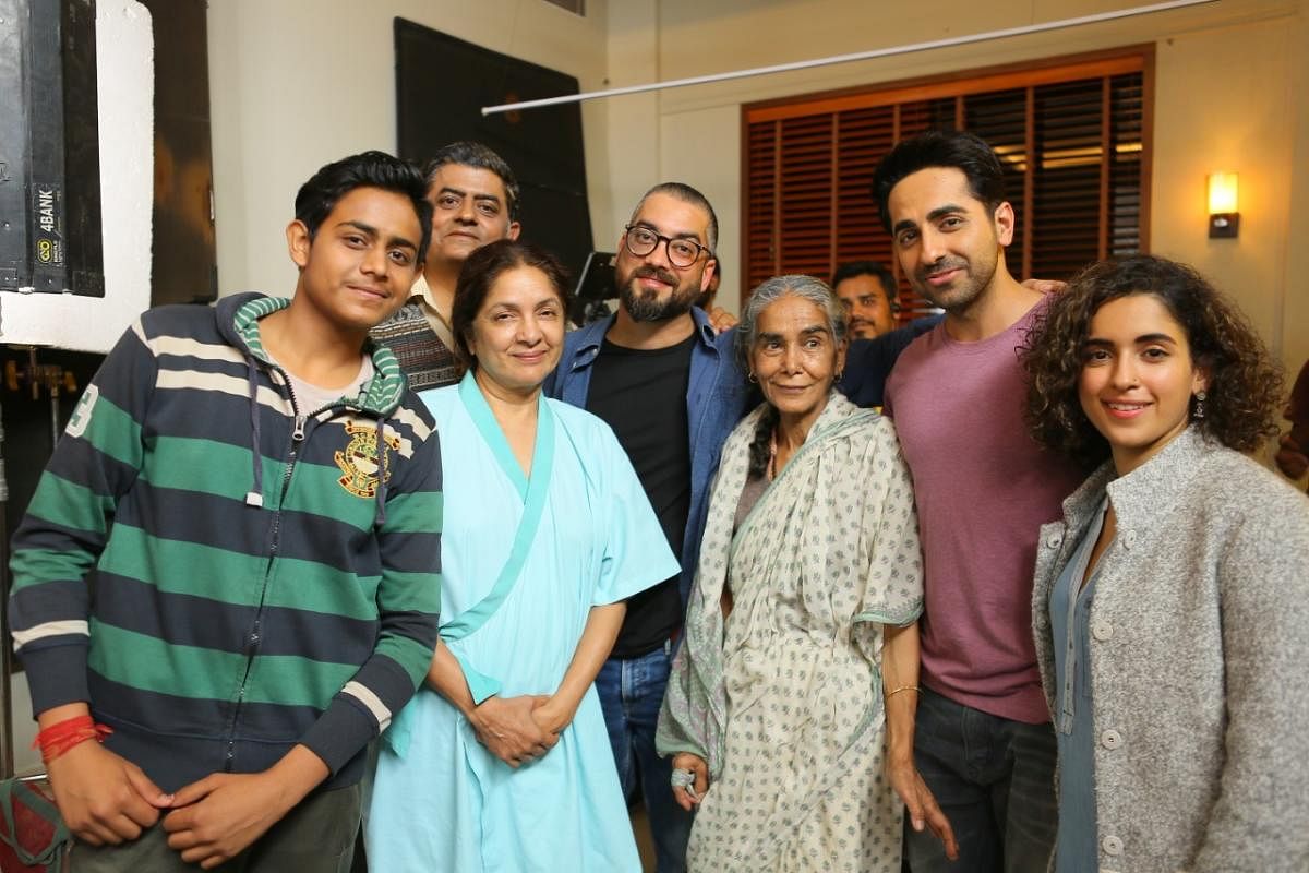 The cast of Badhaai Ho with Amit Sharma (fourth from left).