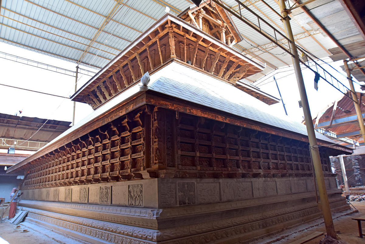 The sanctum sanctorum of Sri Rajarajeshwari Temple at Polali in Bantwal taluk.