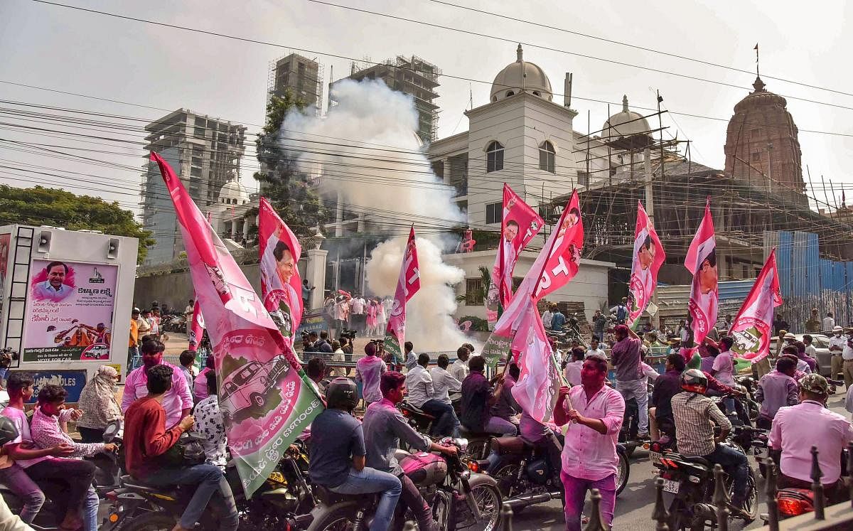 The ruling Telangana Rashtra Samithi (TRS) party swept the December 2018 assembly polls by winning 88 of 119 seats. PTI File photo