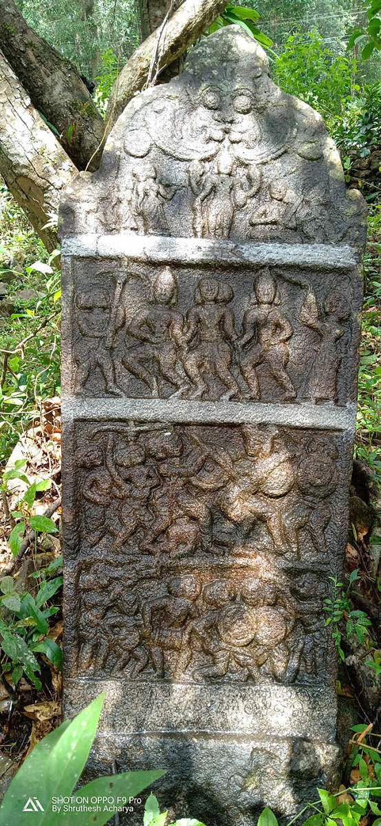 The 'Veeragallu' found at Urmalakatta in Udupi district.