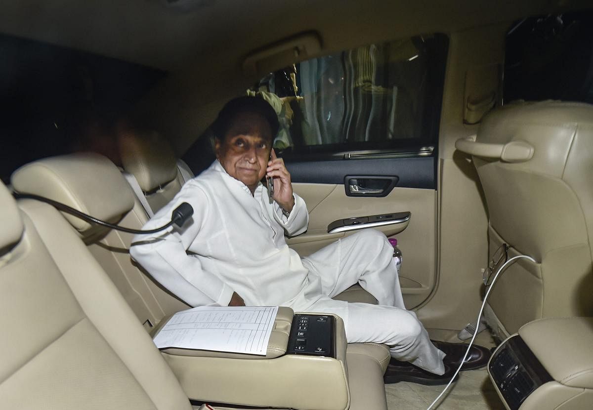 Kamal Nath arrives at party President Rahul Gandhi's residence, in New Delhi on Thursday. PTI
