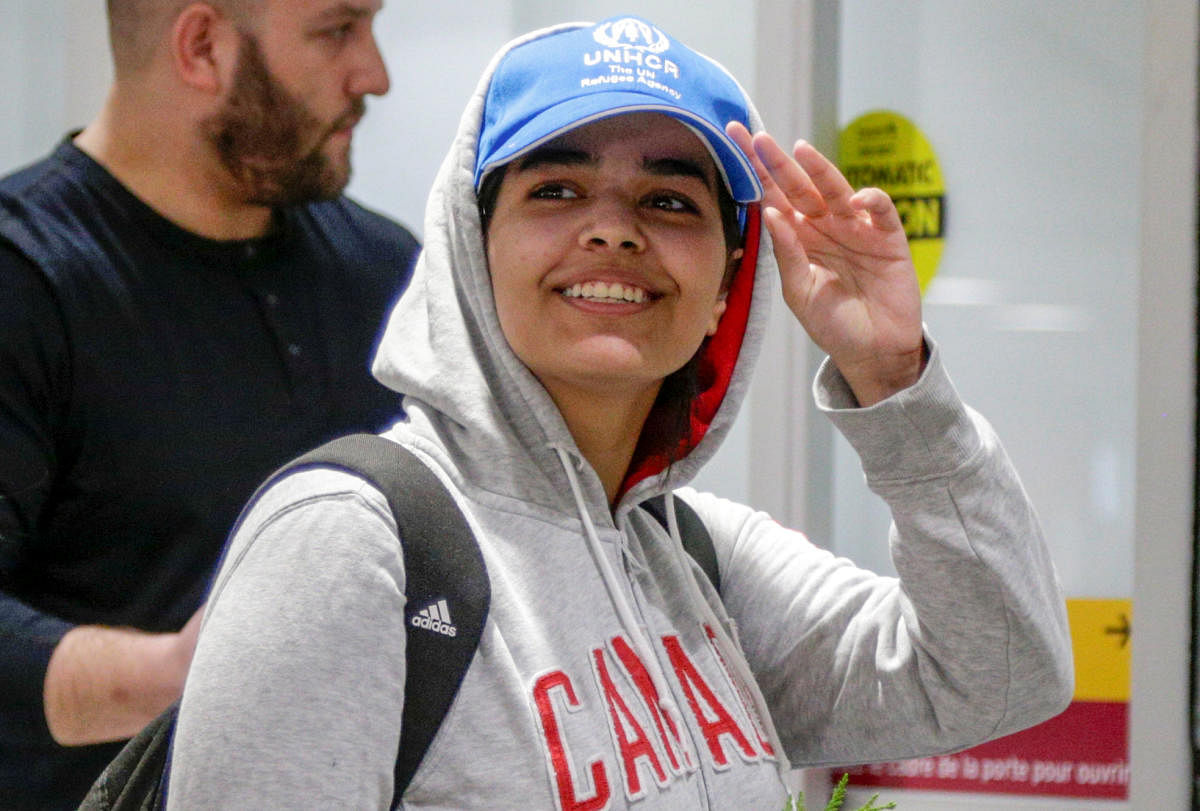 Rahaf Mohammed al-Qunun arrives at Toronto Pearson International Airport in Toronto, Ontario, Canada January 12, 2019. (REUTERS Photo)