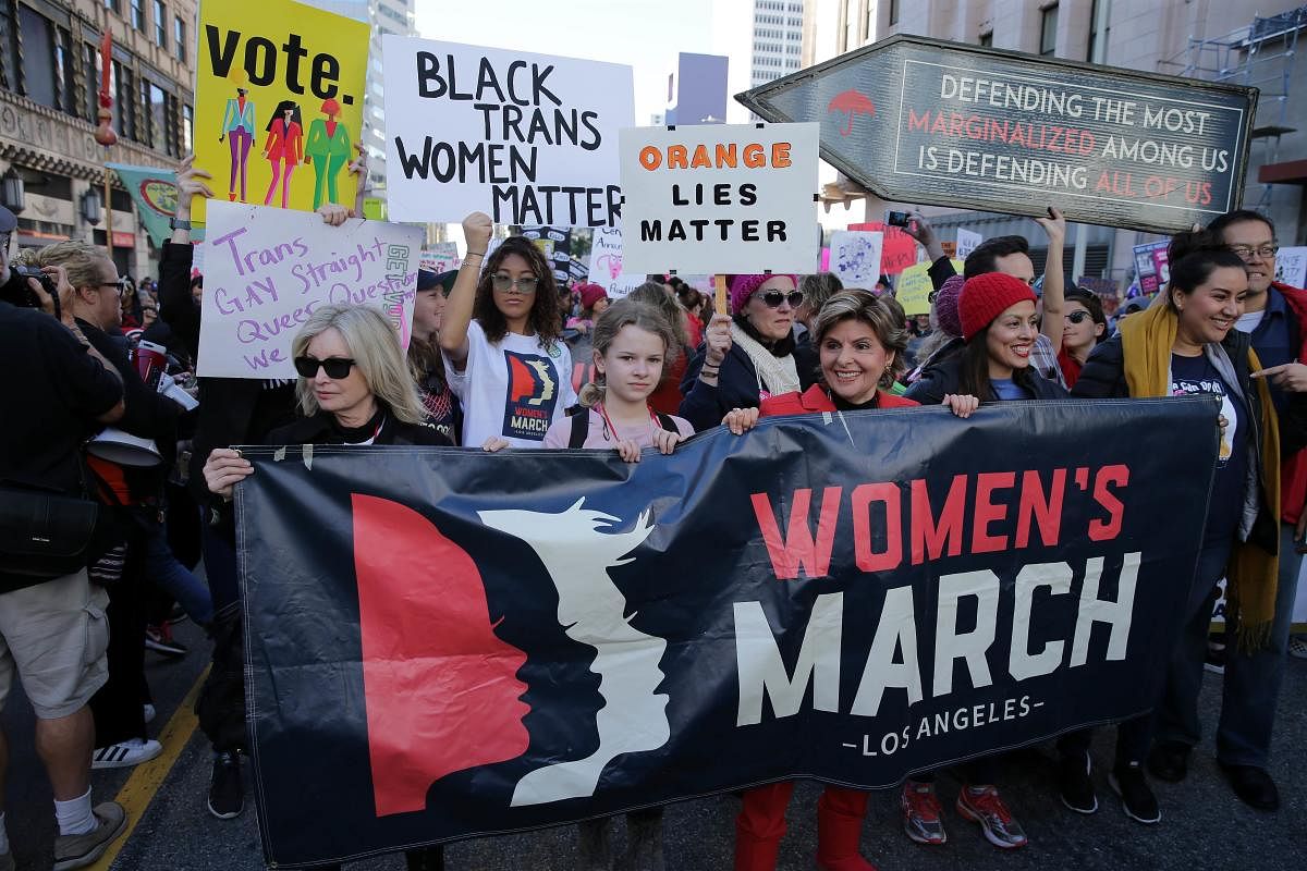 Attorney Gloria Allred participates in the Women's March California 2019 on January 19, 2019 in Los Angeles, California. Demonstrations are slated to take place in cities across the country in the third annual event aimed to highlight social change and ce