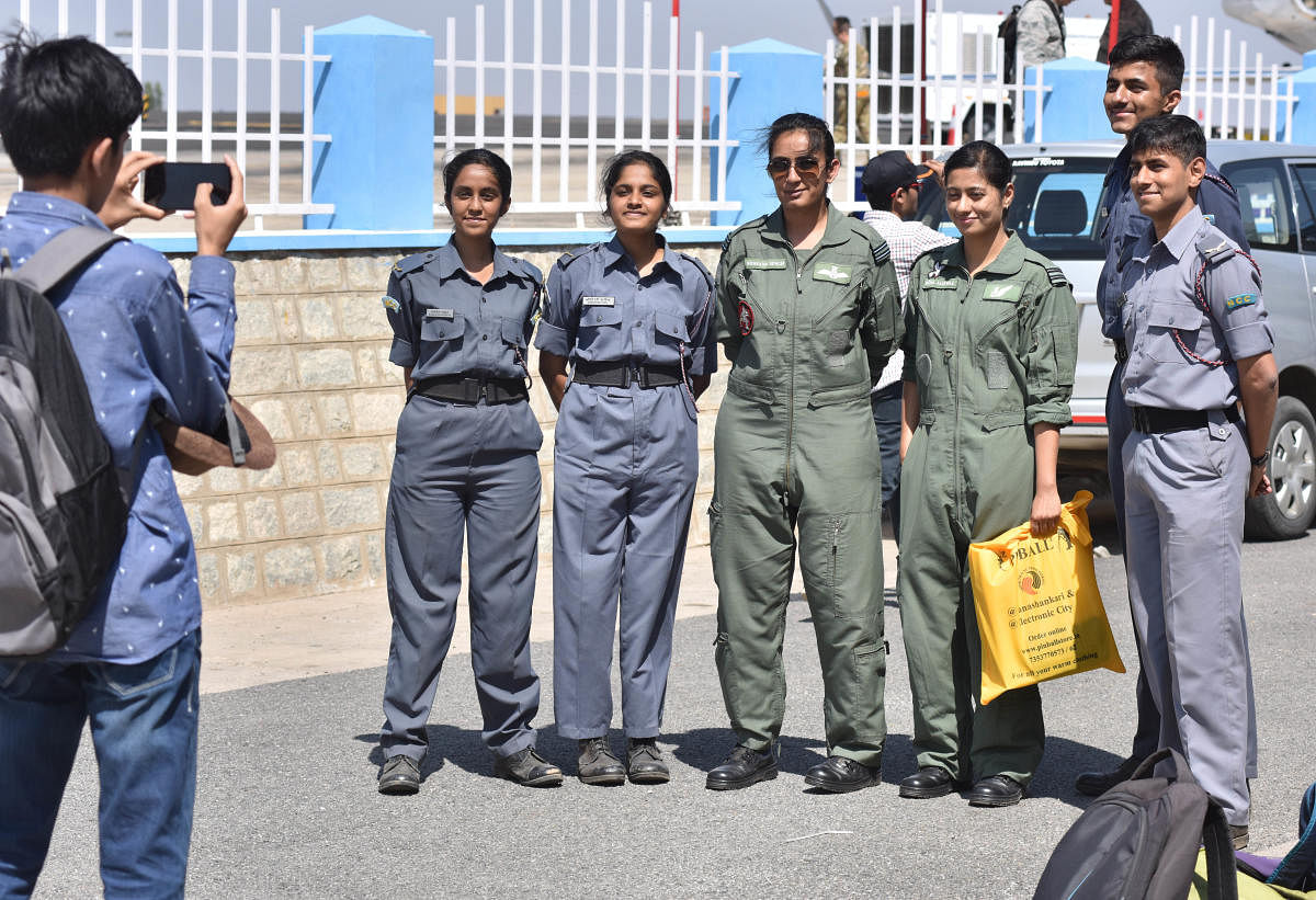 On Thursday, women pilots at Aero India were a big draw.