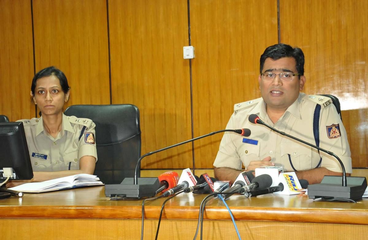 Superintendent of Police Harish Pande speaks to reporters in Chikkamagaluru on Tuesday.