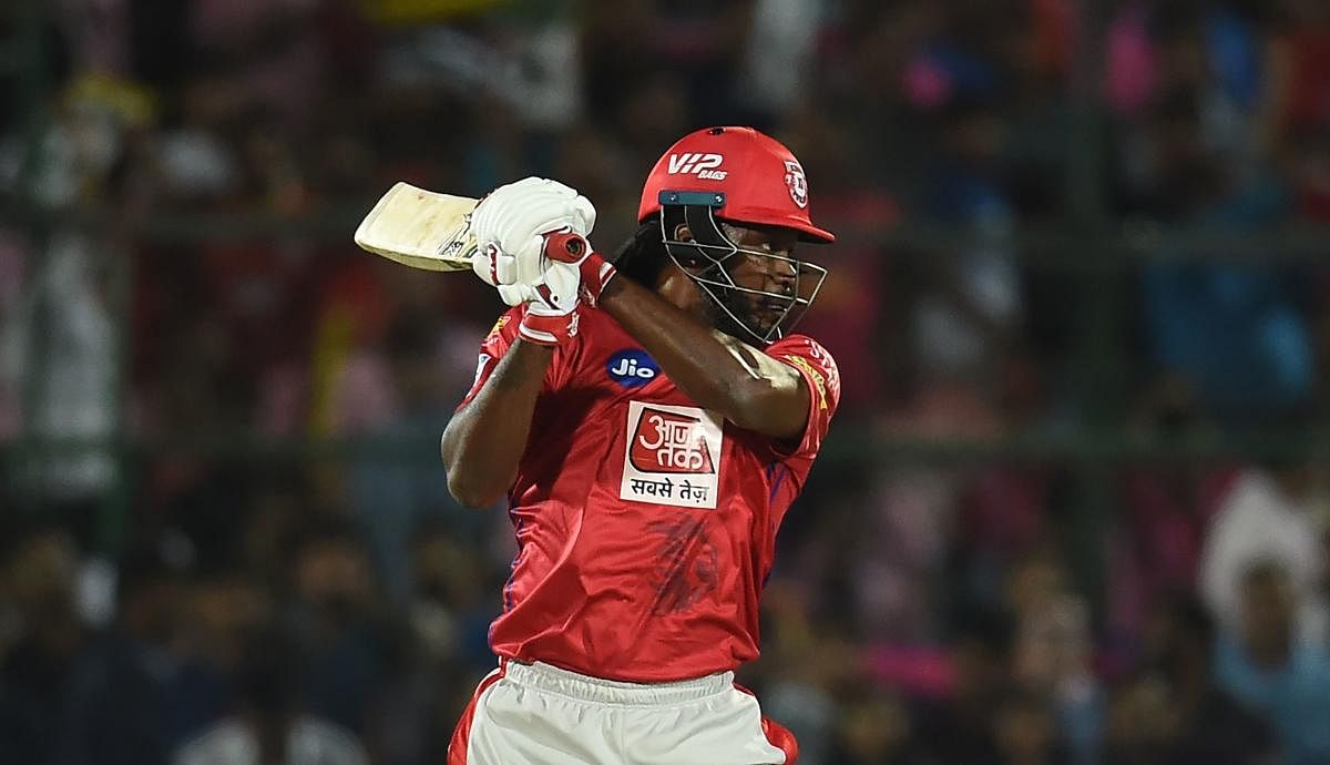 Kings XI Punjab Chris Gayle top-scored with a brilliant 47-ball 79 against Rajasthan Royals. AFP 