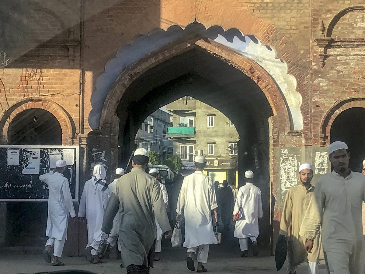 Students going to a mosque for evening prayers at Darul Uloom, Deoband, in Saharanpur district, Wednesday, April 03, 2019. Saharanpur district is home to about 17 lakh voters out of which 6 lakh are Muslims and three lakh SC/ST voters. (PTI Photo)