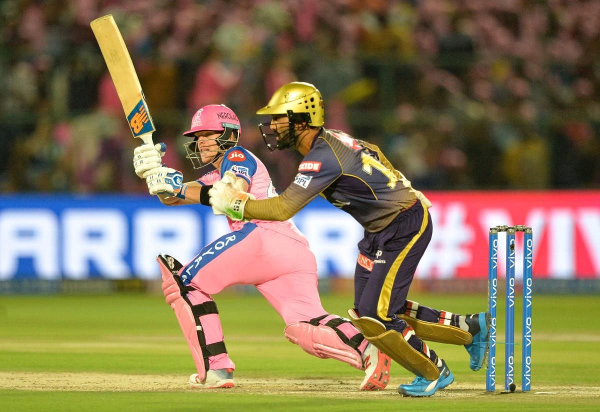 Rajasthan Royals' Steve Smith scored his first half-century of this edition against Kolkata Knight Riders on Sunday. AFP