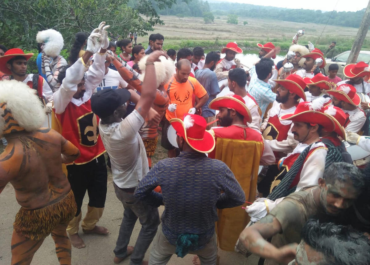 People wore different costumes as a part of 'Bod Namme' in Chembebelluru village.