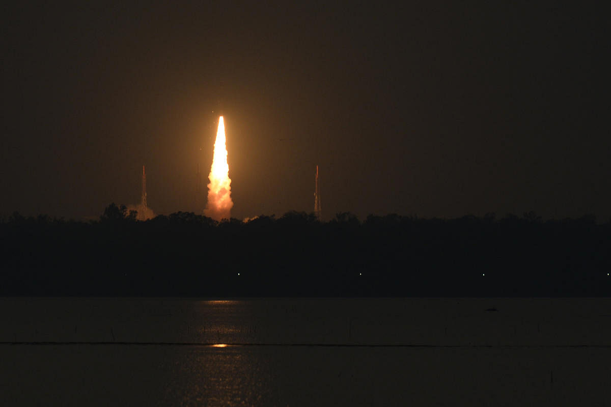 The Indian Space Research Organisation's (ISRO), Polar Satellite Launch Vehicle (PSLV-C46) launches on board India's radar imaging earth observation satellite RISAT-2B from Satish dawan space center in Sriharikota, in the state of Andhra Pradesh on May 22