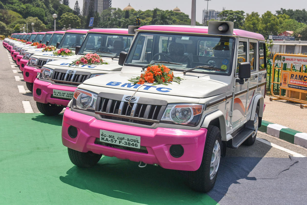 BMTC Pink Sarthi jeeps (DH File Photo)