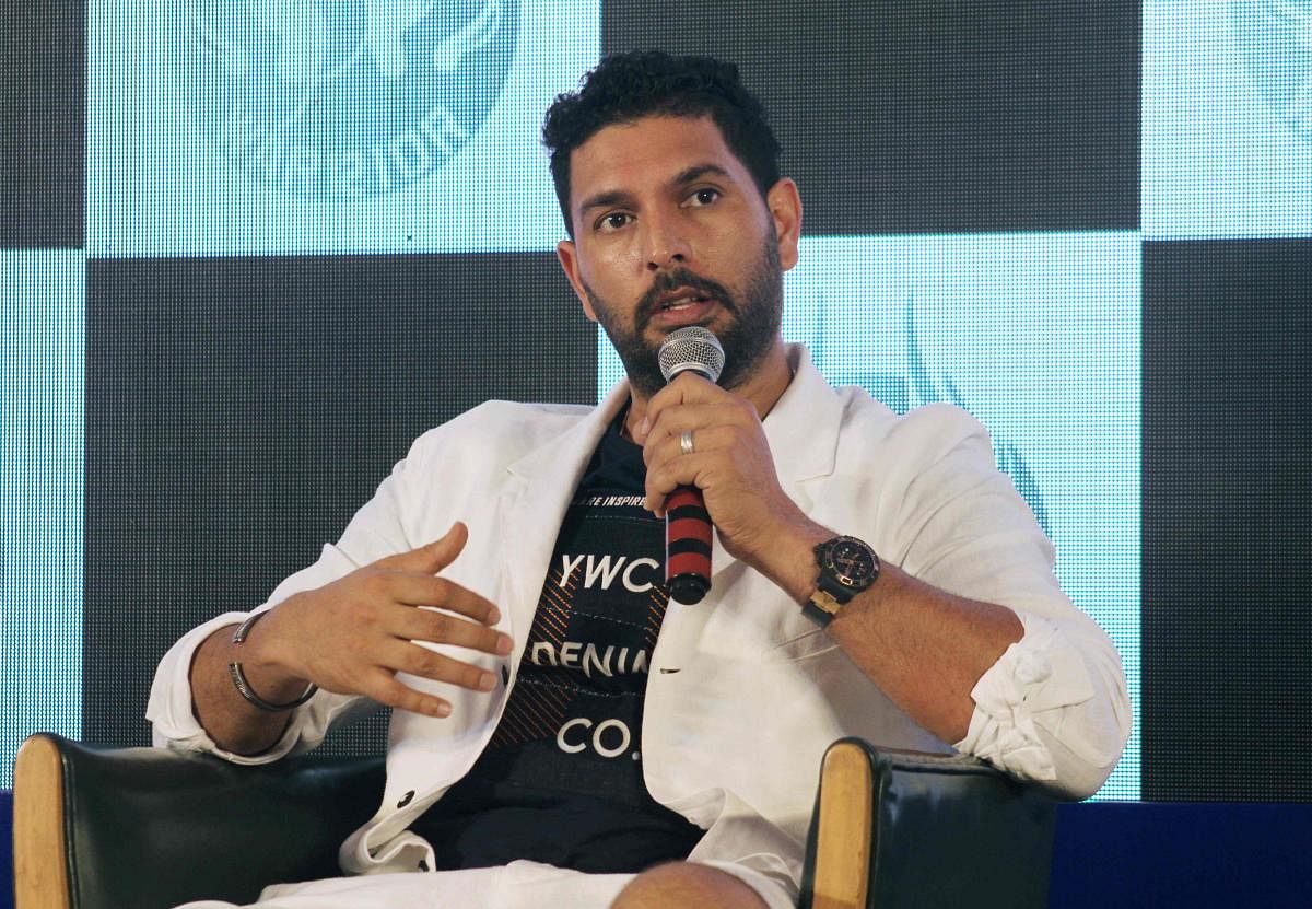 Yuvraj Singh speaks during a news conference to announce his retirement from international cricket, in Mumbai on June 10, 2019. (Photo by AFP)