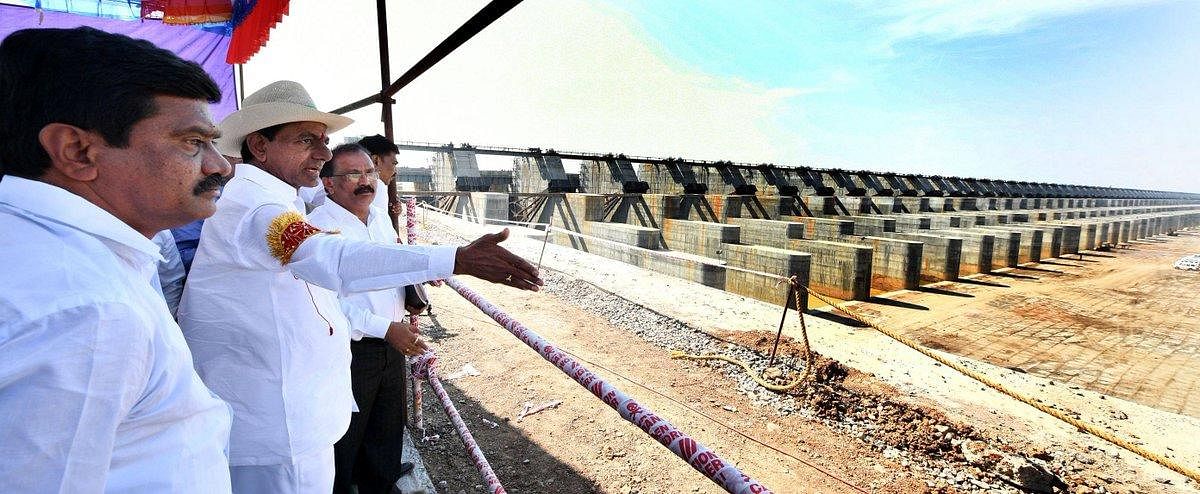 File photo of Telangana CM K Chandrasekhar Rao at the Kaleswaram project site.