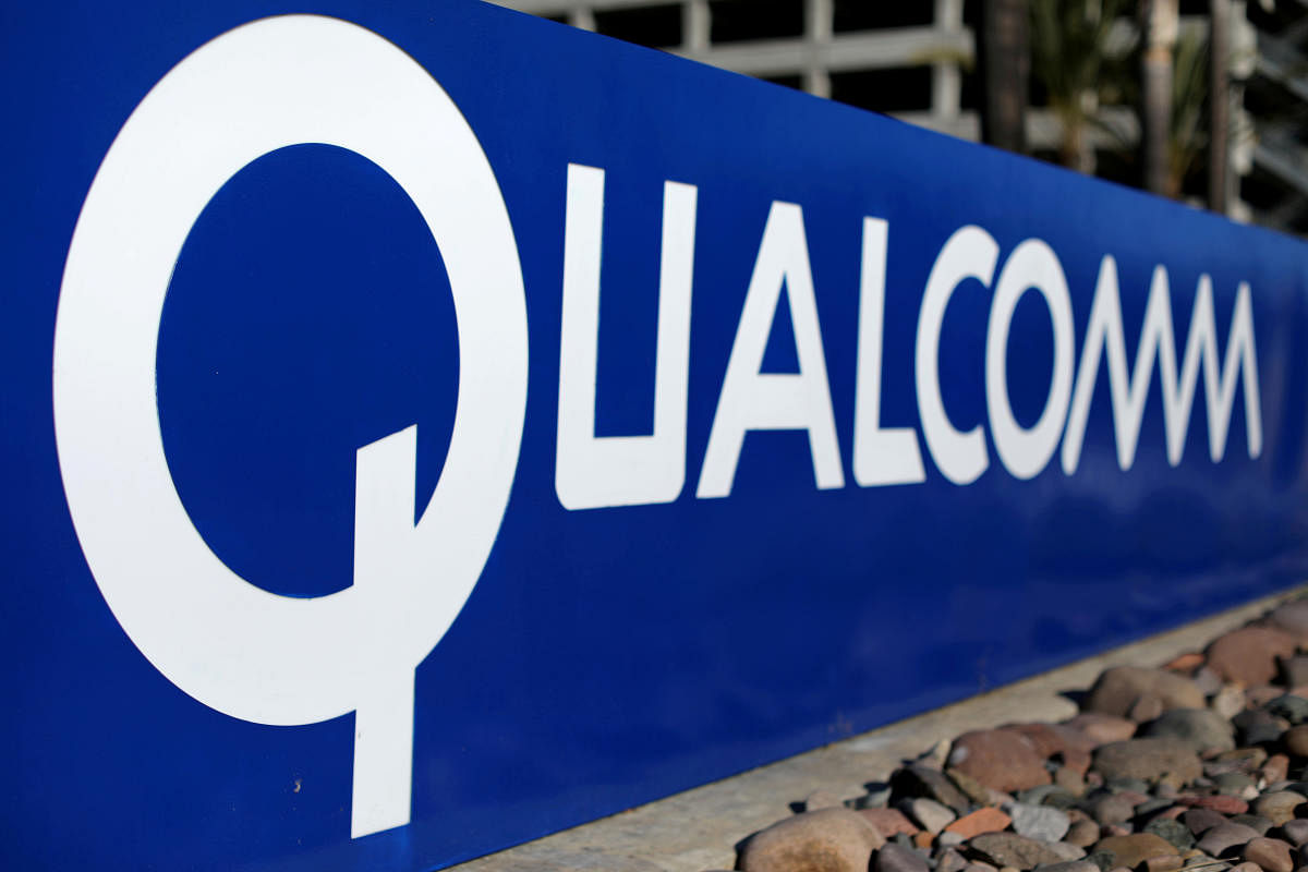 A sign on the Qualcomm campus is seen in San Diego, California on November 6, 2017. (REUTERS File Photo)