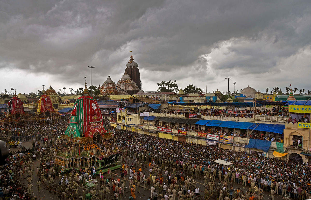 More than ten thousand police personnel including some very senior police officials are currently stationed in Puri for maintenance of law and order during the ongoing Rath Yatra festival. PTI file photo