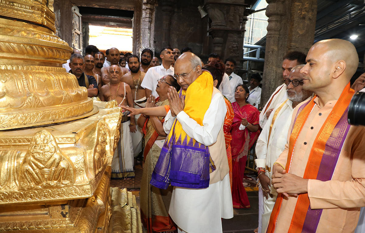 The first citizen of India, who was on a two-day maiden visit to Tirumala, followed the temple tradition. 
