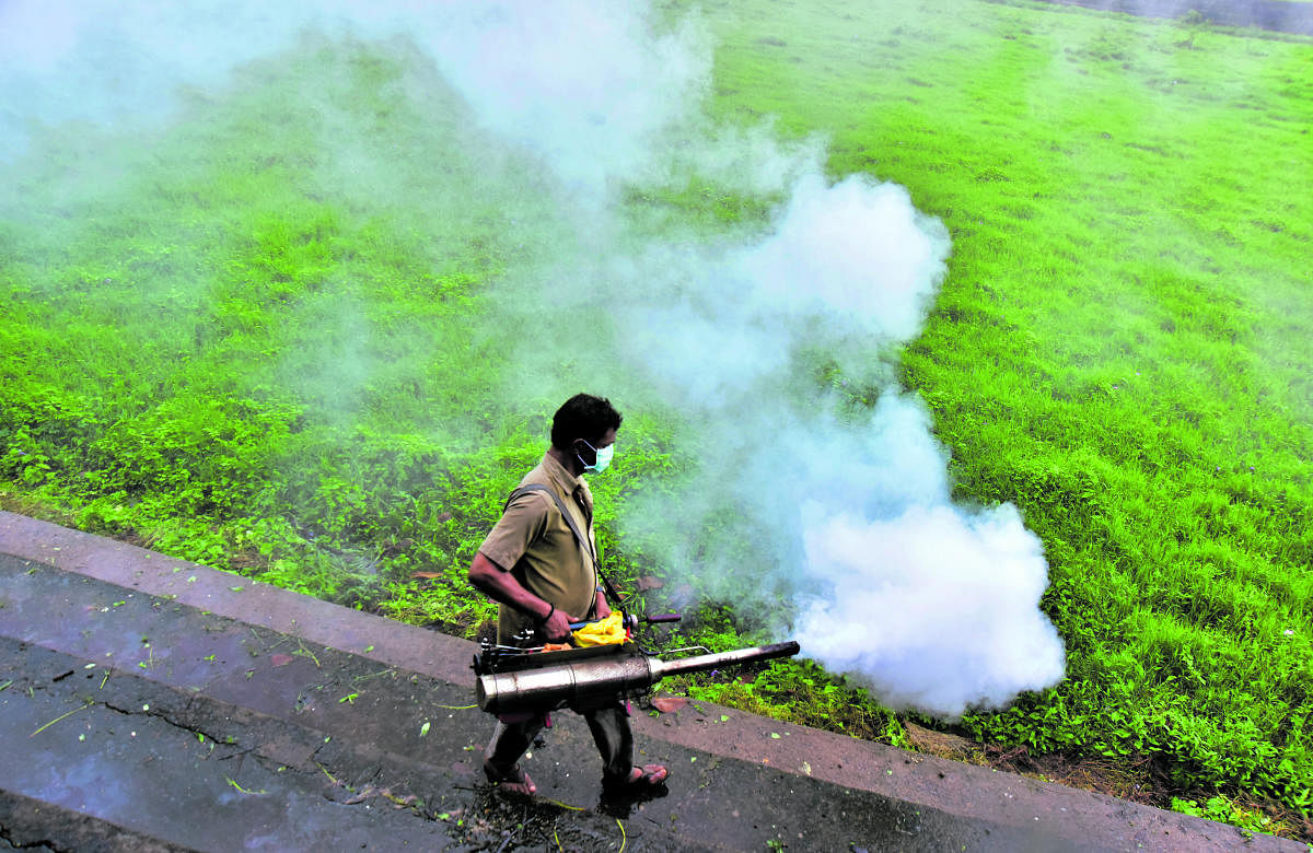 Fogging is one of the measures adopted for preventing spread of dengue fever. DH File Photo