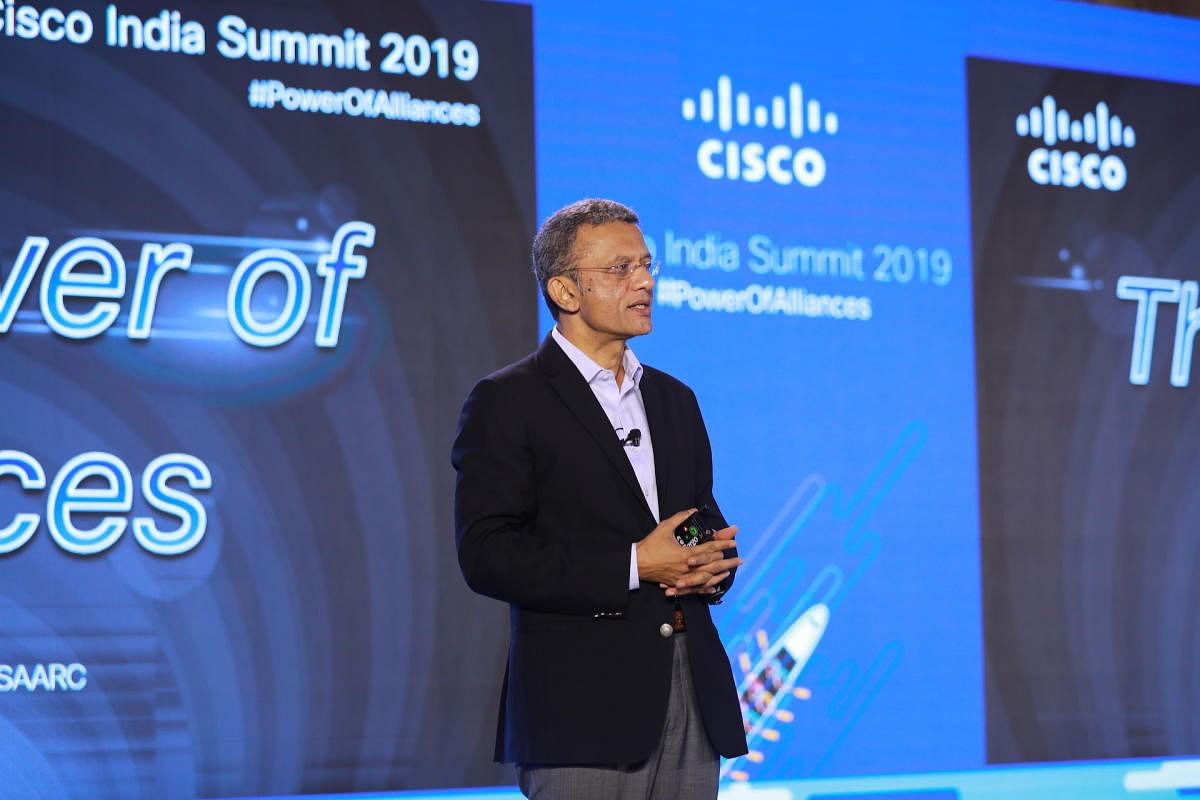 Sameer Garde, President, Cisco India and SAARC speaking at the summit.